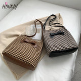 Bow Bucket Bag Women's Autumn and Winter High-capacity Shoulder Bag