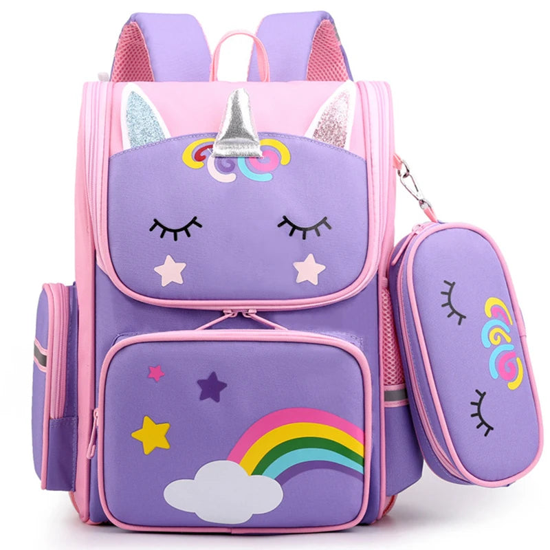 Cartoon Unicorn School Backpack for Girls Kids