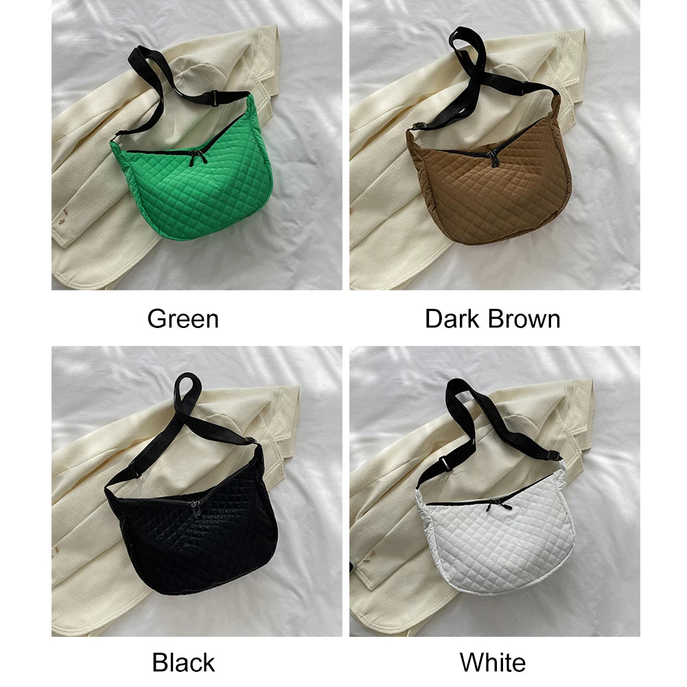 Quilted Women Crossbody Bag Winter Top-handle Bags Casual Female Shoulder Bags
