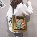 Canvas Shoulder Bag for Female Students Retro Handbag Women