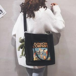 Canvas Shoulder Bag for Female Students Retro Handbag Women