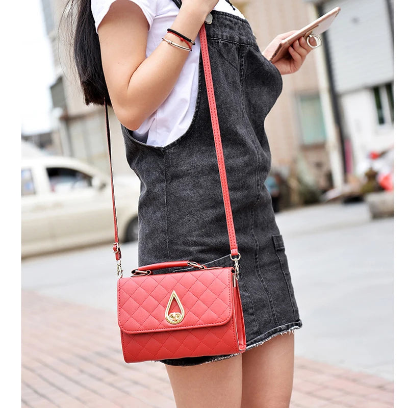 Small Shoulder Bag Plaid PU Leather Women Messenger Bags Crossbody Handbags