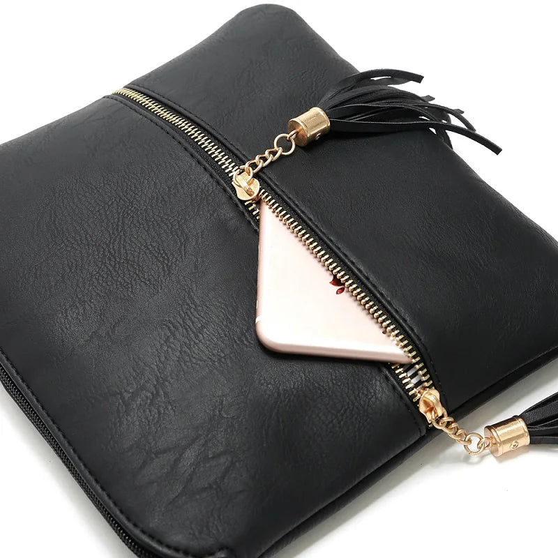 Tassel Women Bag PU Leather Flap Shoulder Messenger Bag Handbag Crossbody Bags