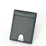 RFID Carbon Fiber Slim Money Clip for Men Leather Mini Wallet