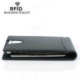 RFID Carbon Fiber Slim Money Clip for Men Leather Mini Wallet