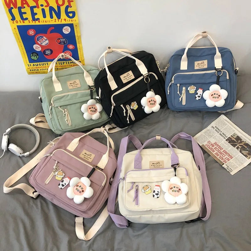 Canvas Mini Backpack Waterproof Women School Bag Teenage Girl Shoulder