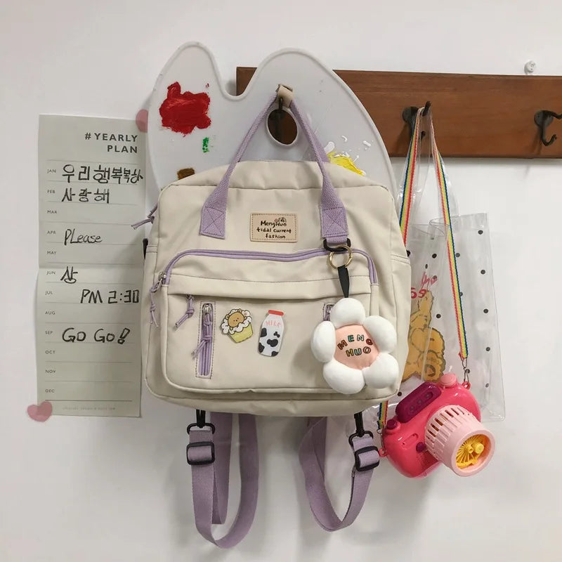 Canvas Mini Backpack Waterproof Women School Bag Teenage Girl Shoulder