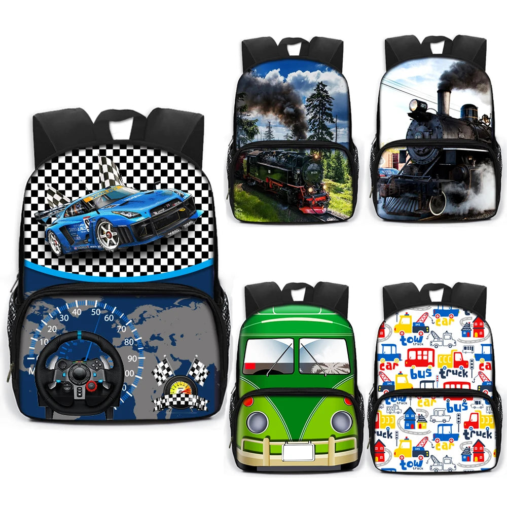 Boys Cartoon Locomotive School Backpack