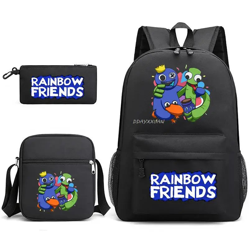 Rainbow Backpack High School Bags Boys Girls 3 Pcs Set Book Rucksack Teen Laptop