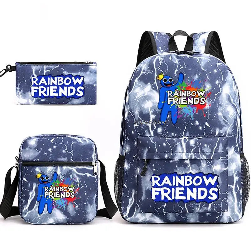 Rainbow Backpack High School Bags Boys Girls 3 Pcs Set Book Rucksack Teen Laptop