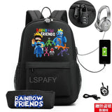 Rainbow Backpack Canvas Student Anti-Theft Rucksack 2PCS