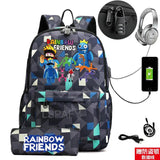 Rainbow Backpack Canvas Student Anti-Theft Rucksack 2PCS