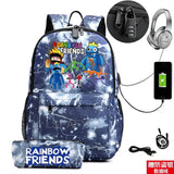 Rainbow Backpack Canvas Student Anti-Theft Rucksack 2PCS