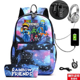 Rainbow Backpack Canvas Student Anti-Theft Rucksack 2PCS