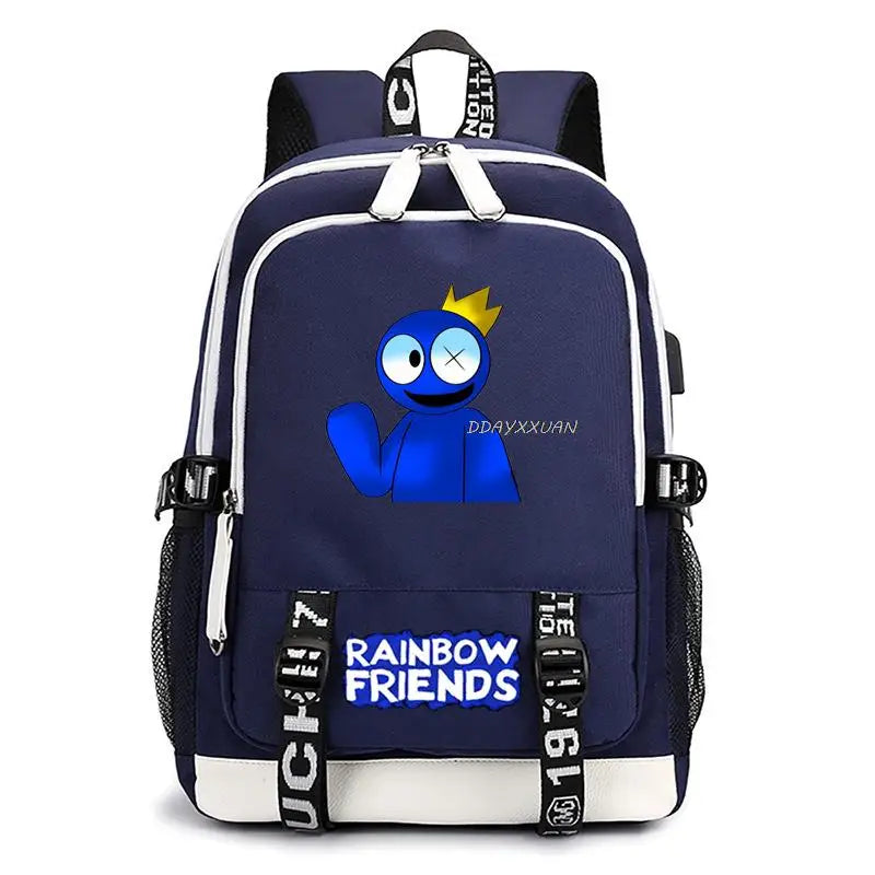 Rainbow Printed Students School Backpack with USB Charging