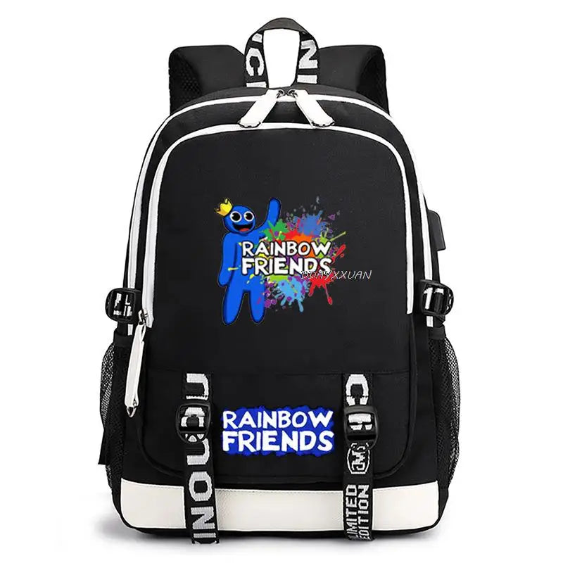 Rainbow Printed Students School Backpack with USB Charging