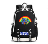Rainbow Printed Students School Backpack with USB Charging