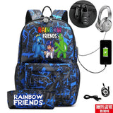 Rainbow USB Backpack Waterproof Travel SchoolBags Students Laptop BookBag