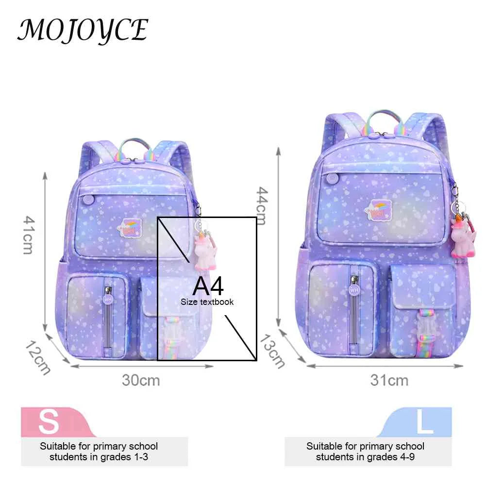 Rainbow School College Backpack Kids Girl Daypack Waterproof Cartoon Starry Sky