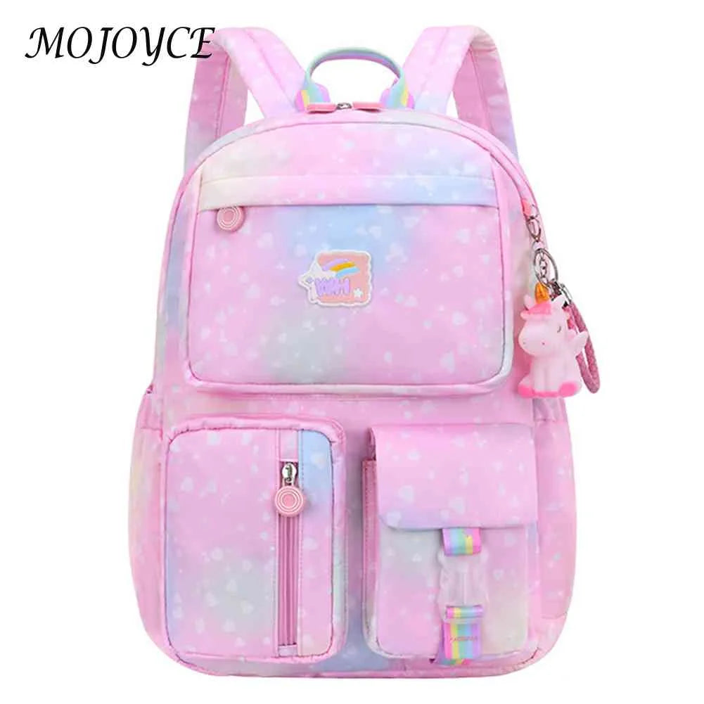 Rainbow School College Backpack Kids Girl Daypack Waterproof Cartoon Starry Sky