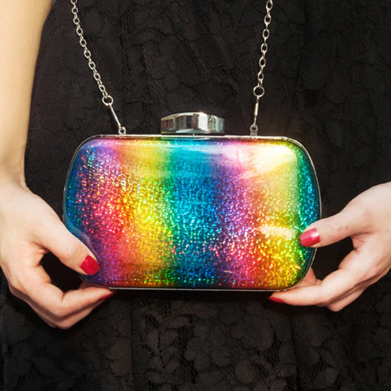 Rainbow Sling Bag for Women Evening Handbag Clutch High Purse