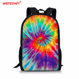 Colorful Rainbow Tie Dye School Backpack for Girls