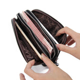 Arrive Women's Leather Wallets Casual Clutch Bags 3 Zippers Multifunction Purses