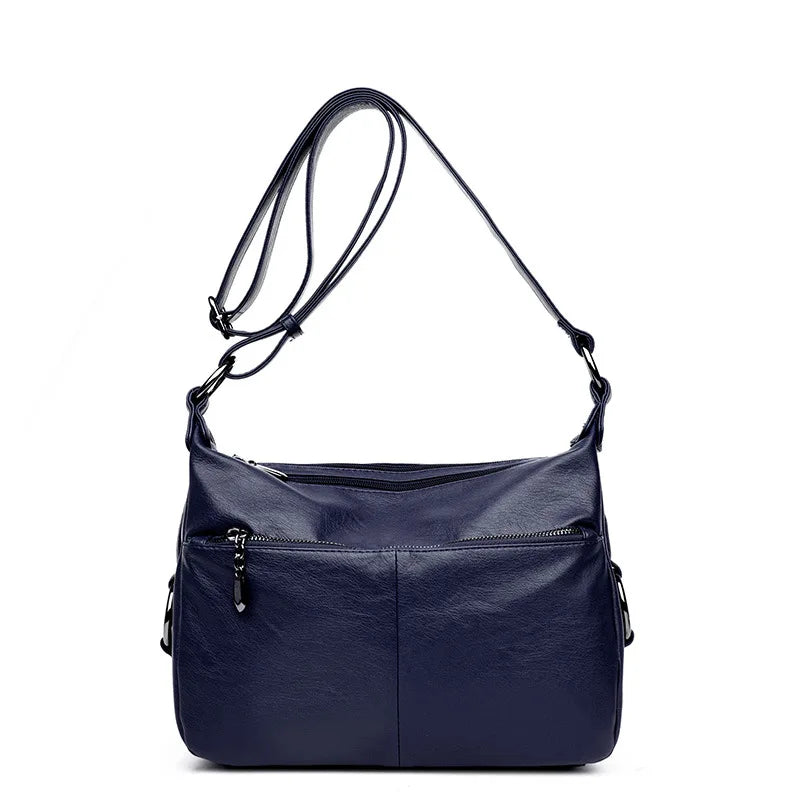 Red Crossbody Messenger Bag Soft Leather Casual Shoulder Bag