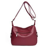 Red Crossbody Messenger Bag Soft Leather Casual Shoulder Bag