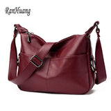 Red Crossbody Messenger Bag Soft Leather Casual Shoulder Bag