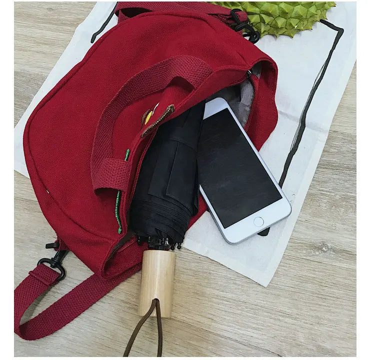 Banana Shaped Embroidery Tote Handbag Women Cartoon Shoulder Bag