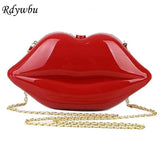Acrylic Red Lips Evening Clutch Shoulder Handbag