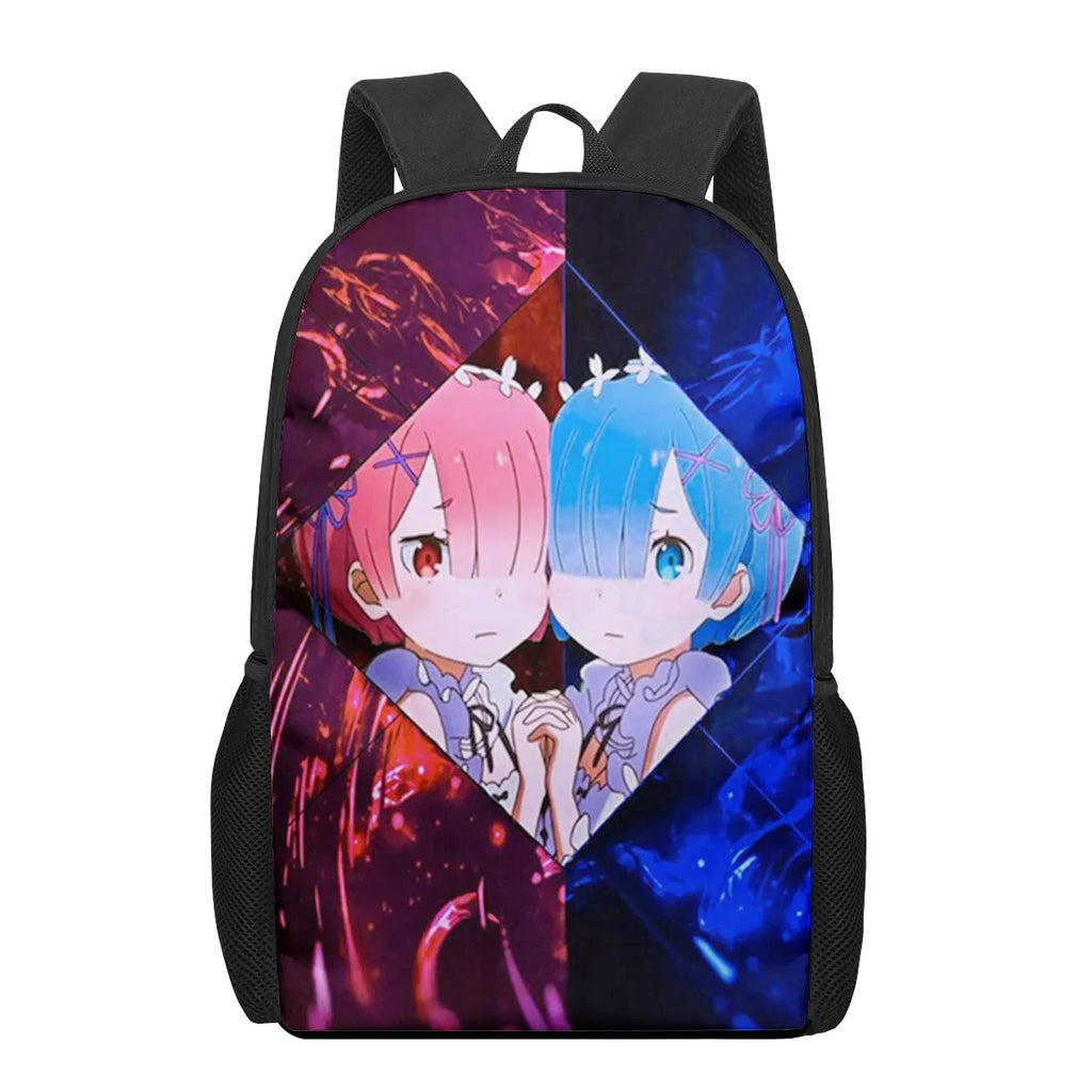 Re Zero Rem Anime Girl 3D Print School Bag for Boys Girls Students Backpack