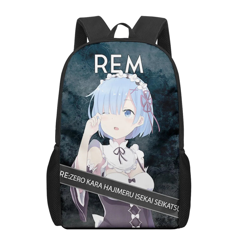 Re Zero Rem Anime Girl 3D Print School Bag for Boys Girls Students Backpack