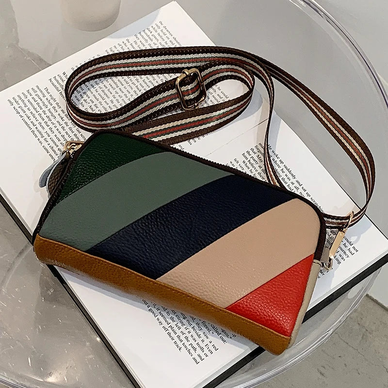 Real Cowhide Leather Women's Shoulder Bag Mini Hangbag Purse