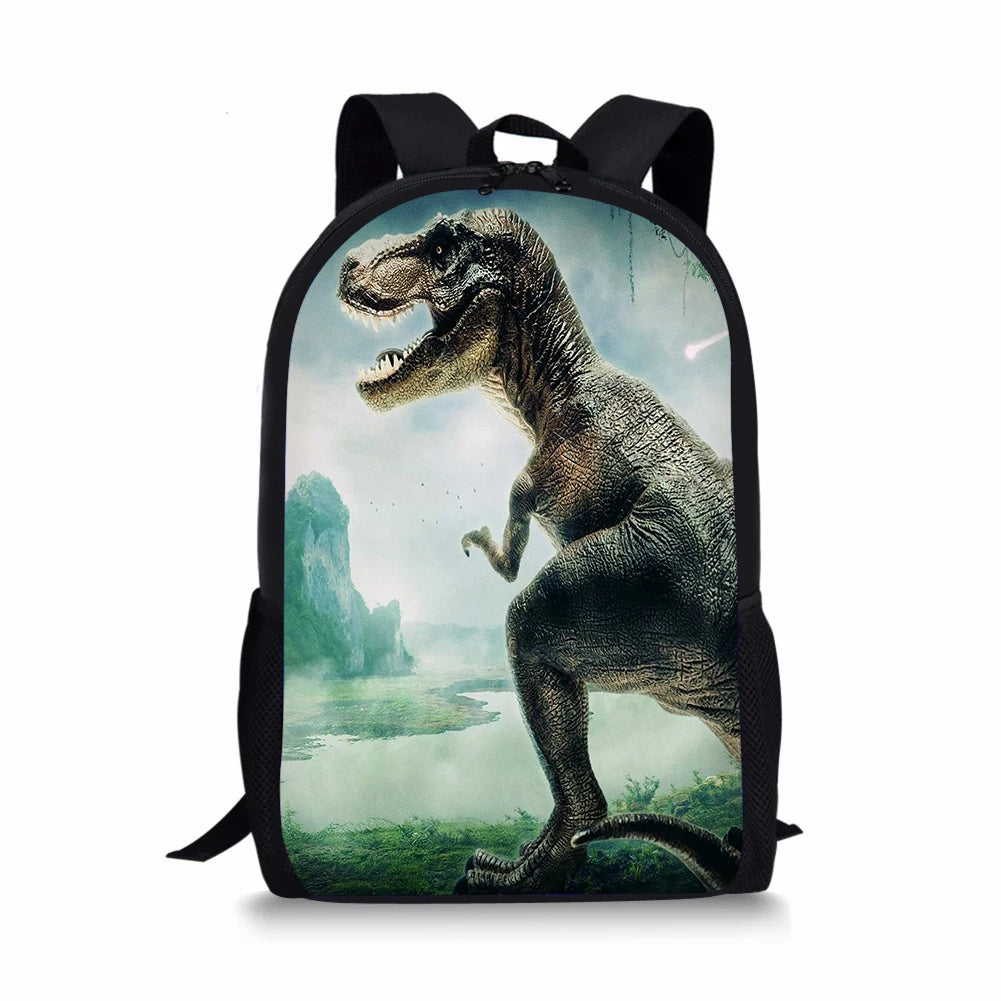 Dinosaur Pattern Print School Bag Travel Backpack Kids Knapsack