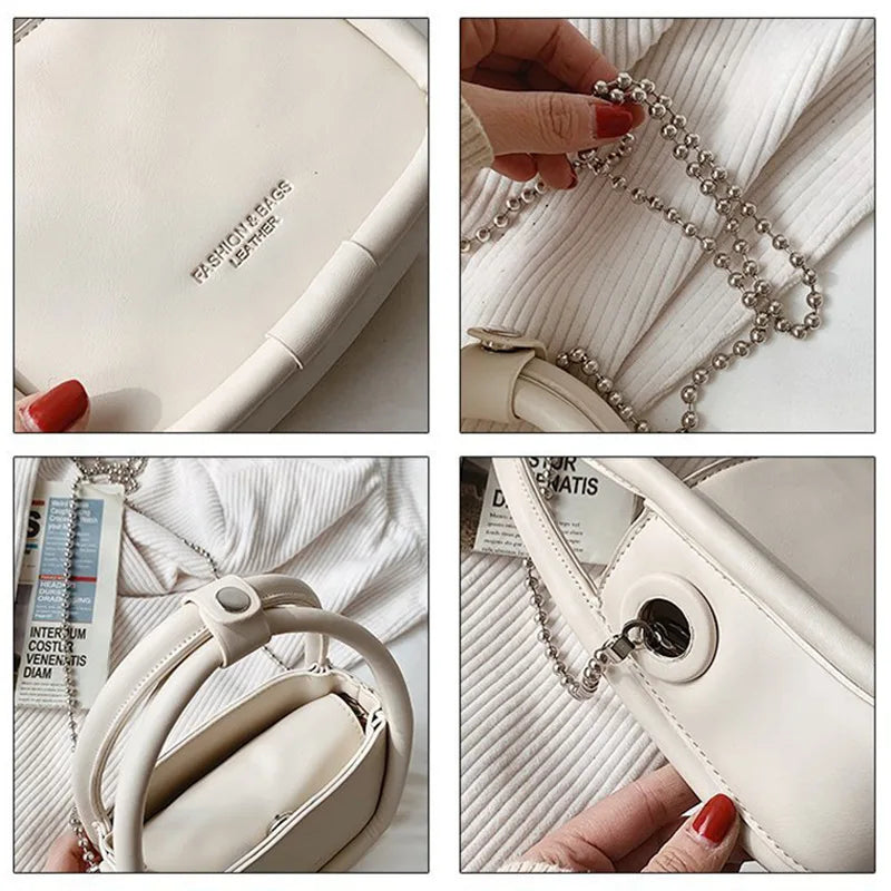 Genuine Leather Women's Saddle Bag Spring Shoulder Messenger Cowhide Armpit Bag