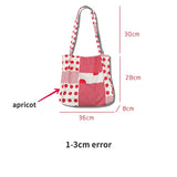 Red Polka Dot Women Shoulder Bag Thin Cotton Linen Large Capacity Handbag
