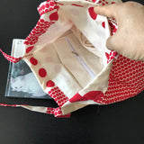 Red Polka Dot Women Shoulder Bag Thin Cotton Linen Large Capacity Handbag