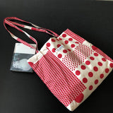 Red Polka Dot Women Shoulder Bag Thin Cotton Linen Large Capacity Handbag