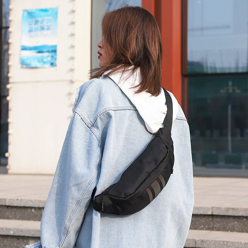 Reflective Chest Bag for Men Waist Bag Canvas Fanny Pack Male