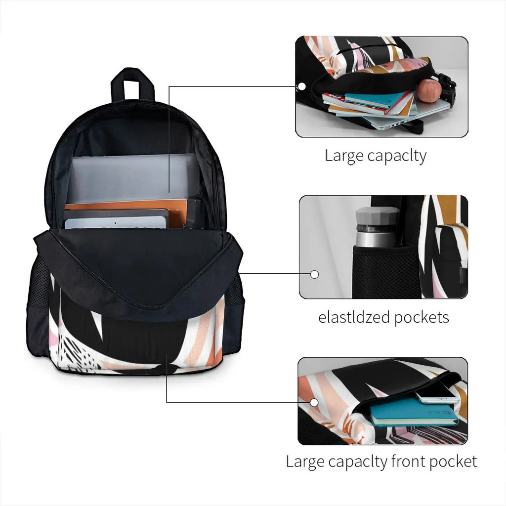 Bright Abstract Print Backpack Travel Bag Men Women