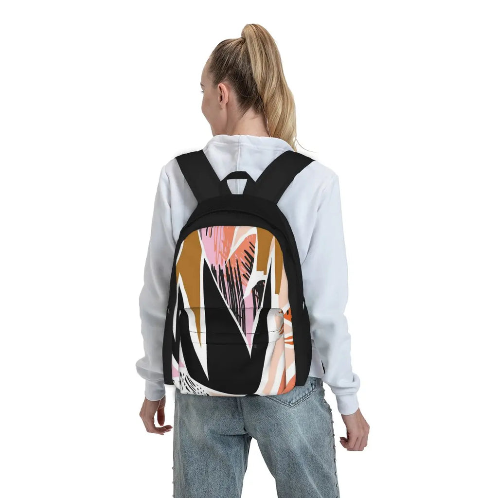 Bright Abstract Print Backpack Travel Bag Men Women