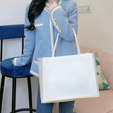 Burlap Jute Tote Bag with Handles for Shopping