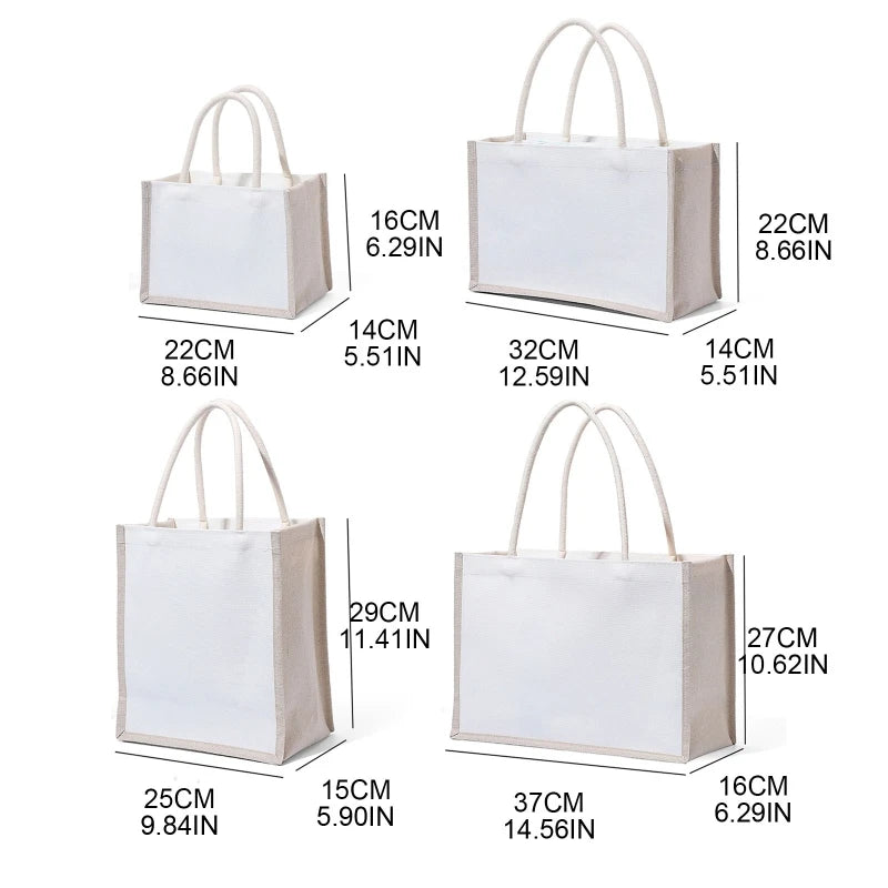 Burlap Jute Tote Bag with Handles for Shopping