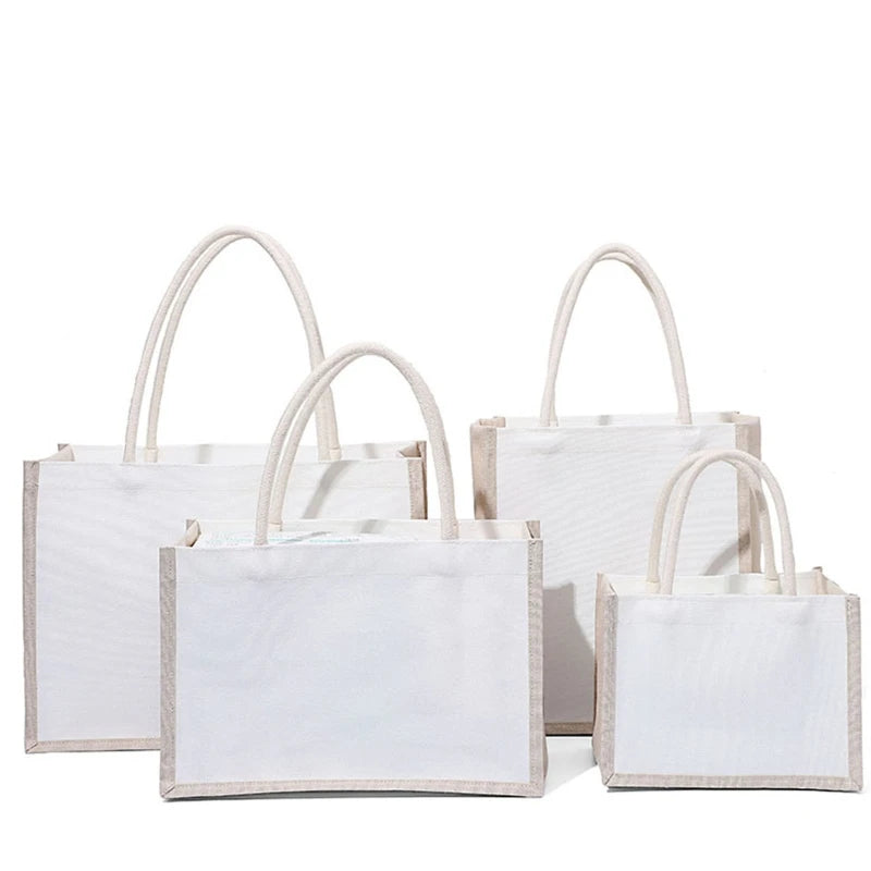 Burlap Jute Tote Bag with Handles for Shopping