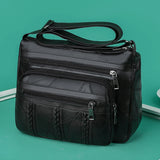 Retro Mother's Shoulder Handbags Casual PU Leather Braided Women's Messenger Bag