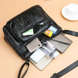 Retro Mother's Shoulder Handbags Casual PU Leather Braided Women's Messenger Bag