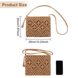 Boho Style Handwoven Crossbody Straw Shoulder Bag with Tassel Zipper
