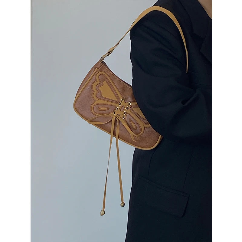 Retro Butterfly Underarm Bag for Women Girls Small Hobos Shoulder Bags